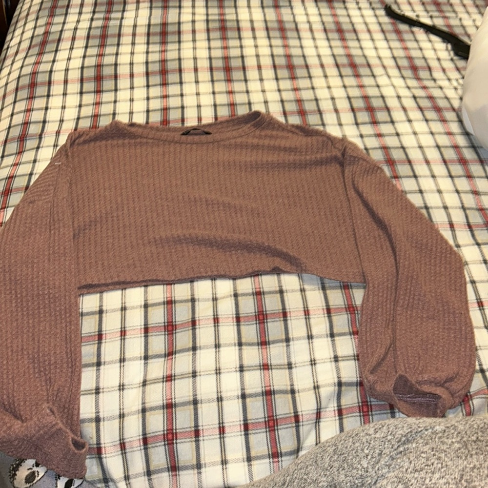 Long Sleeve Dusty Pink Crop Top